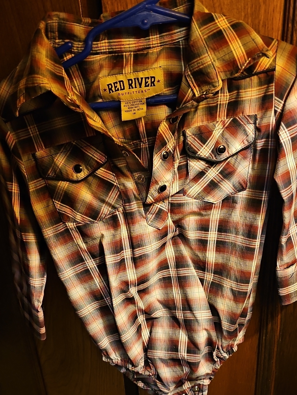 Red River Outfitters Plaid Pearl Snap Onesie